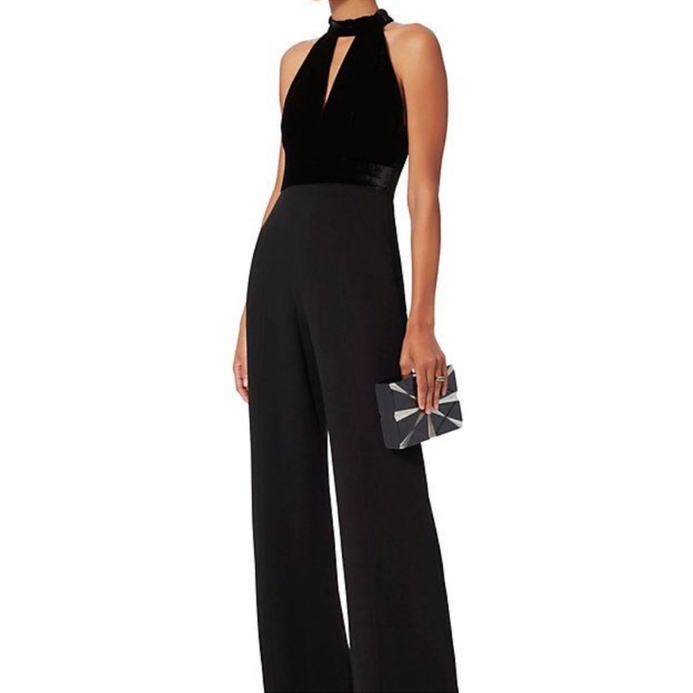 ALEXIS Dawn Cutout Velvet and Crepe Black Combo Jumpsuit Size Medium M